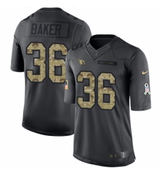 Men's Nike Arizona Cardinals #36 Budda Baker Limited Black 2016 Salute to Service NFL Jersey