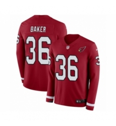 Men's Nike Arizona Cardinals #36 Budda Baker Limited Red Therma Long Sleeve NFL Jersey