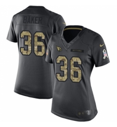 Women's Nike Arizona Cardinals #36 Budda Baker Limited Black 2016 Salute to Service NFL Jersey