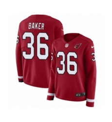 Women's Nike Arizona Cardinals #36 Budda Baker Limited Red Therma Long Sleeve NFL Jersey