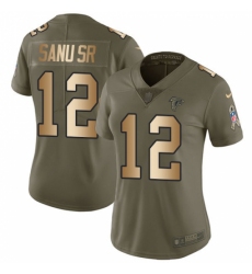Women's Nike Atlanta Falcons #12 Mohamed Sanu Limited Olive/Gold 2017 Salute to Service NFL Jersey