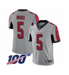Men's Atlanta Falcons #5 Matt Bosher Limited Silver Inverted Legend 100th Season Football Jersey