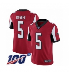 Men's Atlanta Falcons #5 Matt Bosher Red Team Color Vapor Untouchable Limited Player 100th Season Football Jersey