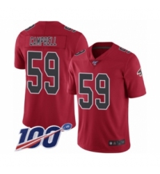 Men's Atlanta Falcons #59 De'Vondre Campbell Limited Red Rush Vapor Untouchable 100th Season Football Jersey