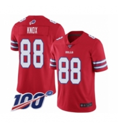 Men's Buffalo Bills #88 Dawson Knox Limited Red Rush Vapor Untouchable 100th Season Football Jersey