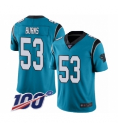 Men's Carolina Panthers #53 Brian Burns Blue Alternate Vapor Untouchable Limited Player 100th Season Football Jersey