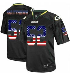 Men's Nike Green Bay Packers #52 Clay Matthews Elite Black USA Flag Fashion NFL Jersey