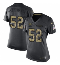 Women's Nike Green Bay Packers #52 Clay Matthews Limited Black 2016 Salute to Service NFL Jersey