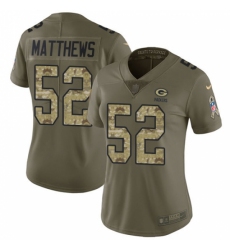 Women's Nike Green Bay Packers #52 Clay Matthews Limited Olive/Camo 2017 Salute to Service NFL Jersey