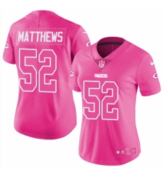 Women's Nike Green Bay Packers #52 Clay Matthews Limited Pink Rush Fashion NFL Jersey