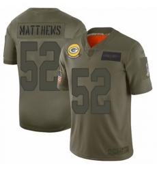 Youth Green Bay Packers #52 Clay Matthews Limited Camo 2019 Salute to Service Football Jersey