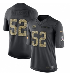 Youth Nike Green Bay Packers #52 Clay Matthews Limited Black 2016 Salute to Service NFL Jersey