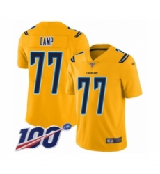 Men's Los Angeles Chargers #77 Forrest Lamp Limited Gold Inverted Legend 100th Season Football Jersey