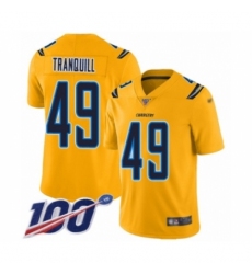 Youth Los Angeles Chargers #49 Drue Tranquill Limited Gold Inverted Legend 100th Season Football Jersey