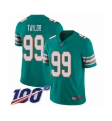 Men's Miami Dolphins #99 Jason Taylor Aqua Green Alternate Vapor Untouchable Limited Player 100th Season Football Jersey