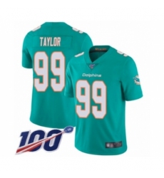 Men's Miami Dolphins #99 Jason Taylor Aqua Green Team Color Vapor Untouchable Limited Player 100th Season Football Jersey