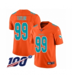 Men's Miami Dolphins #99 Jason Taylor Limited Orange Inverted Legend 100th Season Football Jersey