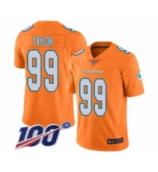 Men's Miami Dolphins #99 Jason Taylor Limited Orange Rush Vapor Untouchable 100th Season Football Jersey