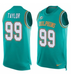 Men's Nike Miami Dolphins #99 Jason Taylor Limited Aqua Green Player Name & Number Tank Top NFL Jersey