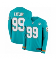 Men's Nike Miami Dolphins #99 Jason Taylor Limited Aqua Therma Long Sleeve NFL Jersey