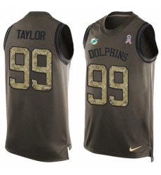 Men's Nike Miami Dolphins #99 Jason Taylor Limited Green Salute to Service Tank Top NFL Jersey