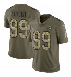 Men's Nike Miami Dolphins #99 Jason Taylor Limited Olive/Camo 2017 Salute to Service NFL Jersey