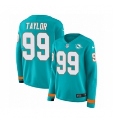 Women's Nike Miami Dolphins #99 Jason Taylor Limited Aqua Therma Long Sleeve NFL Jersey