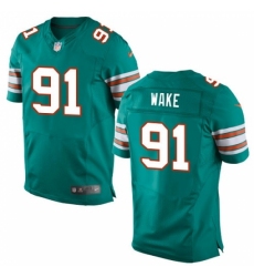 Men's Nike Miami Dolphins #91 Cameron Wake Elite Aqua Green Alternate NFL Jersey