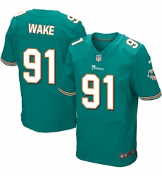 Men's Nike Miami Dolphins #91 Cameron Wake Elite Aqua Green Team Color NFL Jersey