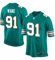 Men's Nike Miami Dolphins #91 Cameron Wake Game Aqua Green Alternate NFL Jersey