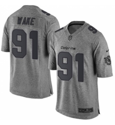 Men's Nike Miami Dolphins #91 Cameron Wake Limited Gray Gridiron NFL Jersey