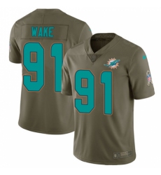 Men's Nike Miami Dolphins #91 Cameron Wake Limited Olive 2017 Salute to Service NFL Jersey