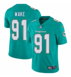 Youth Nike Miami Dolphins #91 Cameron Wake Aqua Green Team Color Vapor Untouchable Limited Player NFL Jersey