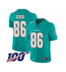 Men's Miami Dolphins #86 Mike Gesicki Aqua Green Team Color Vapor Untouchable Limited Player 100th Season Football Jersey