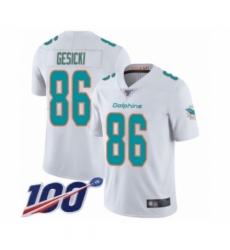 Men's Miami Dolphins #86 Mike Gesicki White Vapor Untouchable Limited Player 100th Season Football Jersey