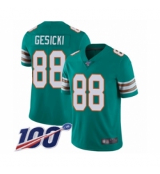 Men's Miami Dolphins #88 Mike Gesicki Aqua Green Alternate Vapor Untouchable Limited Player 100th Season Football Jersey