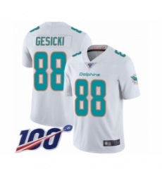 Men's Miami Dolphins #88 Mike Gesicki White Vapor Untouchable Limited Player 100th Season Football Jersey