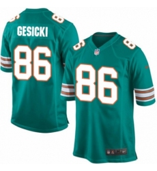 Men's Nike Miami Dolphins #86 Mike Gesicki Game Aqua Green Alternate NFL Jersey