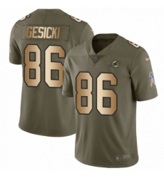 Men's Nike Miami Dolphins #86 Mike Gesicki Limited Olive Gold 2017 Salute to Service NFL Jersey