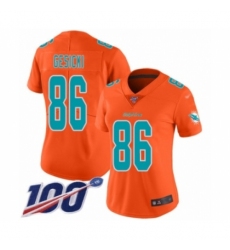 Women's Miami Dolphins #86 Mike Gesicki Limited Orange Inverted Legend 100th Season Football Jersey