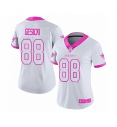 Women's Miami Dolphins #88 Mike Gesicki Limited Whit Pink Rush Fashion Football Jersey