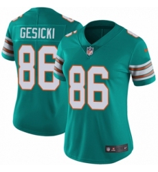 Women's Nike Miami Dolphins #86 Mike Gesicki Aqua Green Alternate Vapor Untouchable Elite Player NFL Jersey