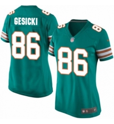 Women's Nike Miami Dolphins #86 Mike Gesicki Game Aqua Green Alternate NFL Jersey