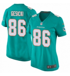 Women's Nike Miami Dolphins #86 Mike Gesicki Game Aqua Green Team Color NFL Jersey