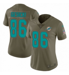 Women's Nike Miami Dolphins #86 Mike Gesicki Limited Olive 2017 Salute to Service NFL Jersey