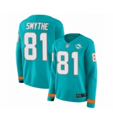 Women's Miami Dolphins #81 Durham Smythe Limited Aqua Therma Long Sleeve Football Jersey