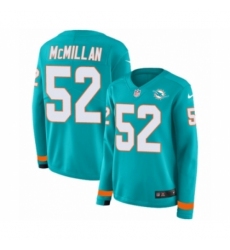 Women's Nike Miami Dolphins #52 Raekwon McMillan Limited Aqua Therma Long Sleeve NFL Jersey