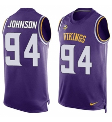 Men's Nike Minnesota Vikings #94 Jaleel Johnson Limited Purple Player Name & Number Tank Top NFL Jersey