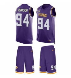 Men's Nike Minnesota Vikings #94 Jaleel Johnson Limited Purple Tank Top Suit NFL Jersey