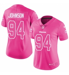 Women's Nike Minnesota Vikings #94 Jaleel Johnson Limited Pink Rush Fashion NFL Jersey